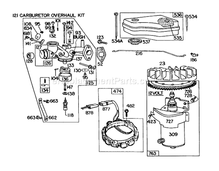 Briggs & Stratton Model 191707-5641-01 (model 57300) Diagram and Parts List for 57300 9000001-9999999 - 1979 Toro Lawn Mower