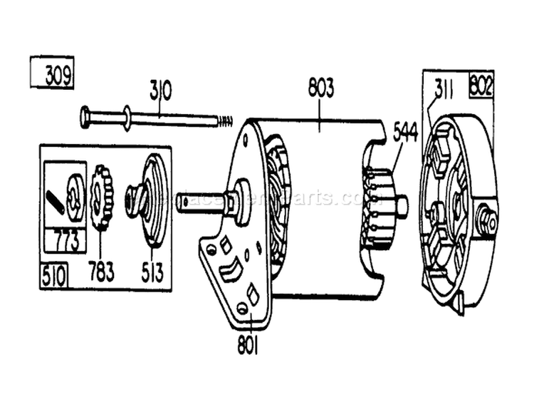Briggs & Stratton Model 252707-0177-01 (model 57360) Diagram and Parts List for 57300 9000001-9999999 - 1979 Toro Lawn Mower