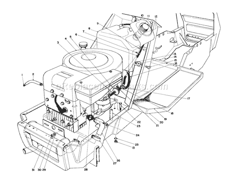 Engine Assembly Diagram and Parts List for 57365 7000001-7999999 - 1987 Toro Lawn Tractor