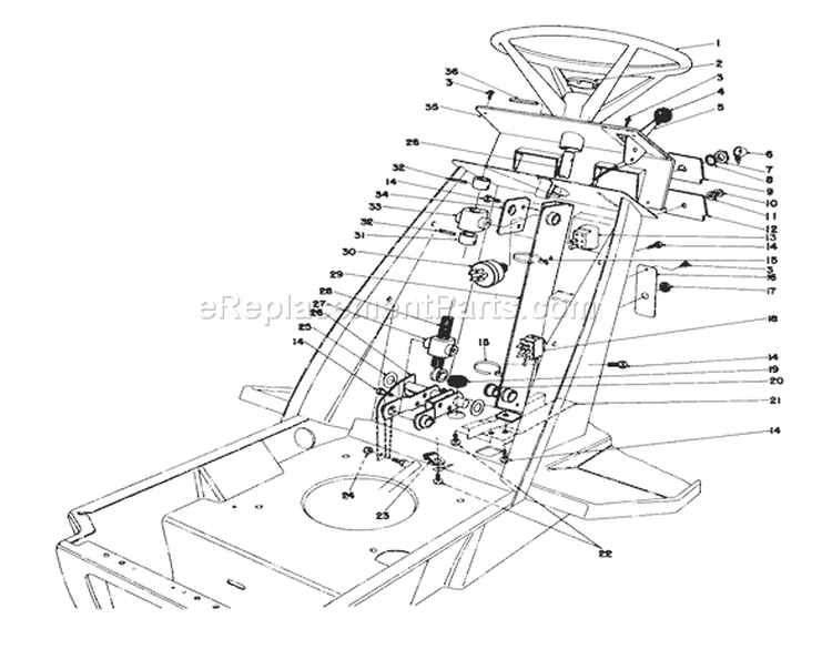 Steering Wheel & Dash Assembly Diagram and Parts List for 57365 7000001-7999999 - 1987 Toro Lawn Tractor