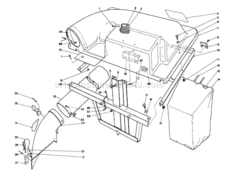 Twin Bagger Grass Catcher Model No. 59184 (optional) Diagram and Parts List for 57365 7000001-7999999 - 1987 Toro Lawn Tractor