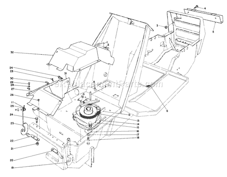 Clutch & Pulley Assembly Diagram and Parts List for 57365 7000001-7999999 - 1987 Toro Lawn Tractor