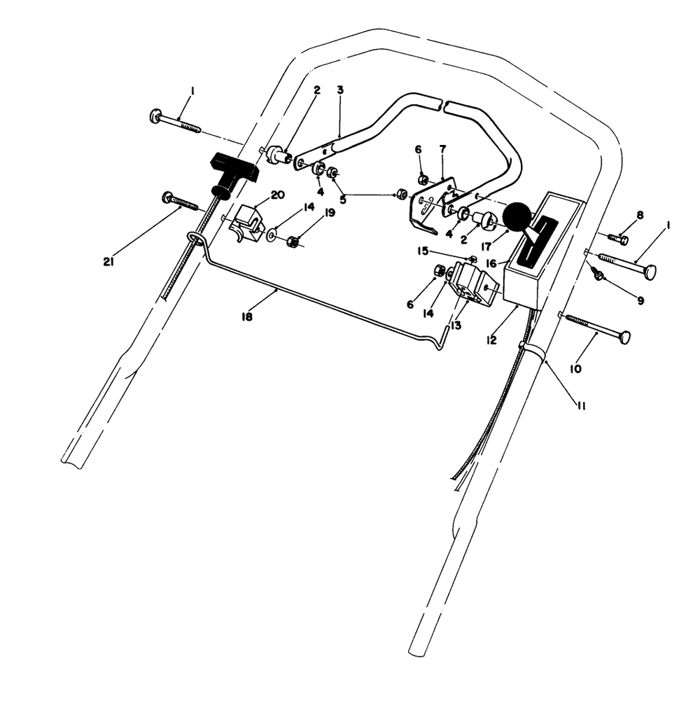 Control Assembly Diagram and Parts List for 20581 8000001 - 8999999 Toro Lawn Mower