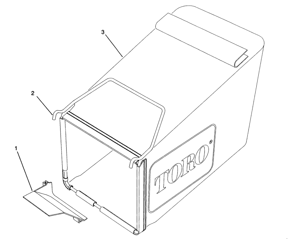 Grass Bag Assembly Diagram and Parts List for 20906B 2000001 - 2999999 Toro Lawn Mower