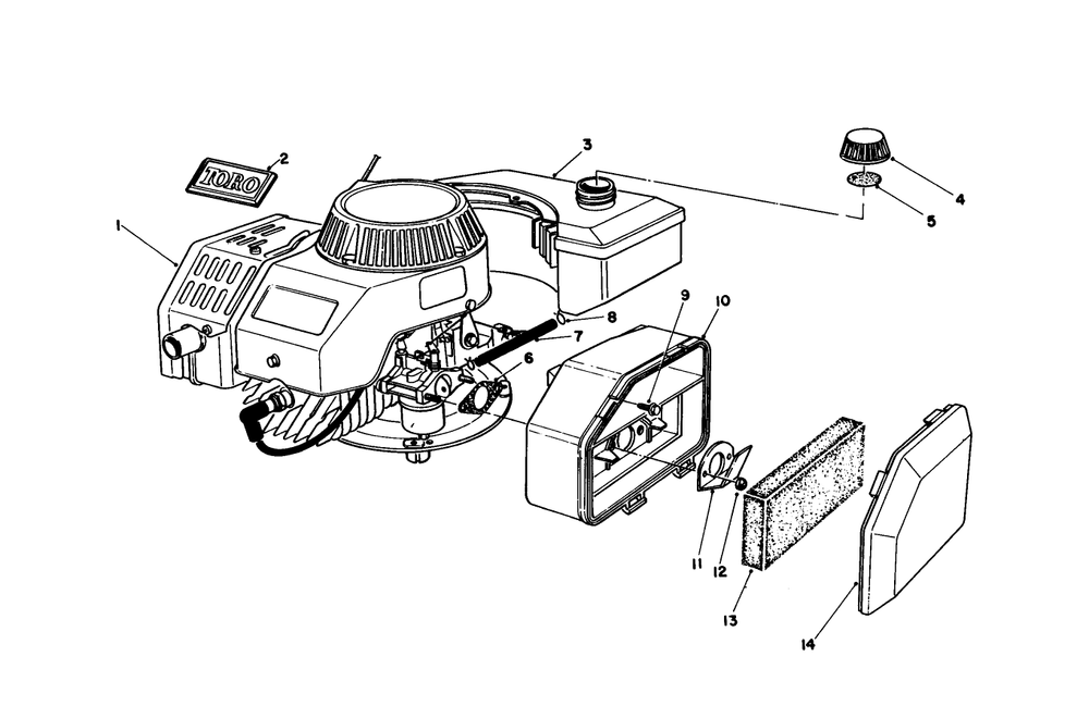 Engine Assembly Diagram and Parts List for 59255 4000001 - 4999999 Toro Engine