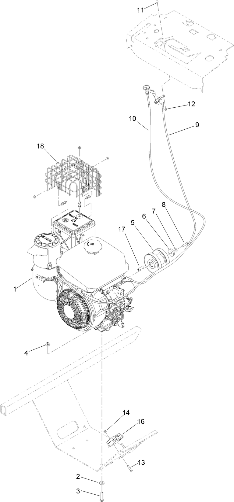 Engine Assembly Diagram and Parts List for 29516 404320000 - 408863667 Toro Aerator