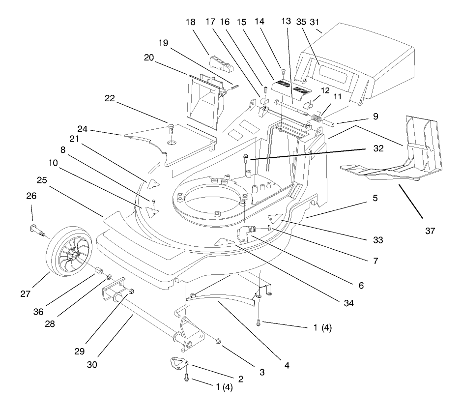Deck Assembly Diagram and Parts List for 20803 8900001 - 8999999 Toro Lawn Mower