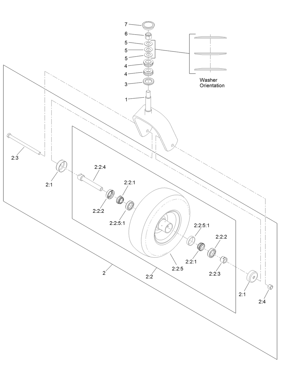 Caster Wheel And Fork Assembly Diagram and Parts List for 29519 400000000 - 999999999 Toro Aerator