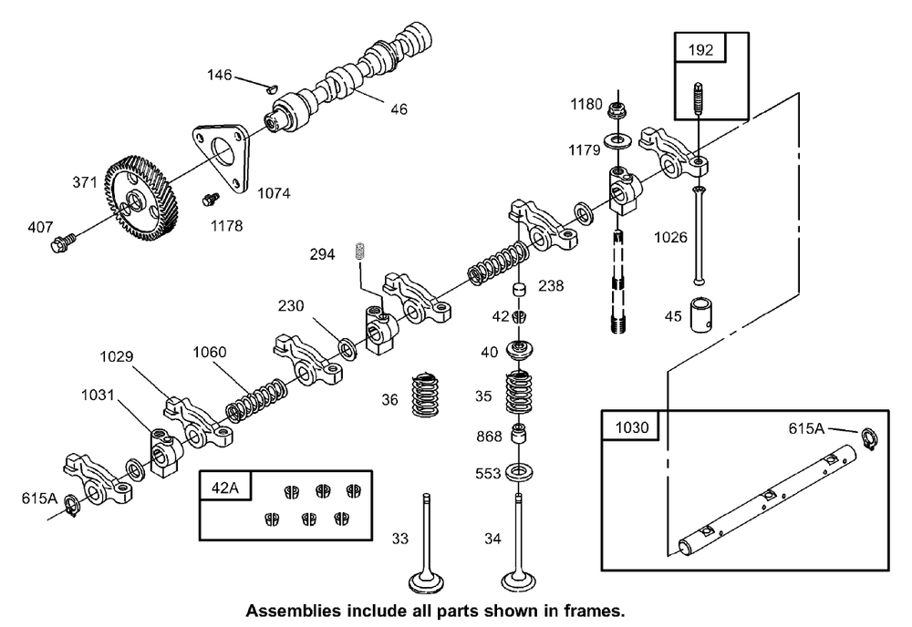 Camshaft Assembly Diagram and Parts List for 74281TE (270000001-270000300)(2007) Toro Lawn Tractor