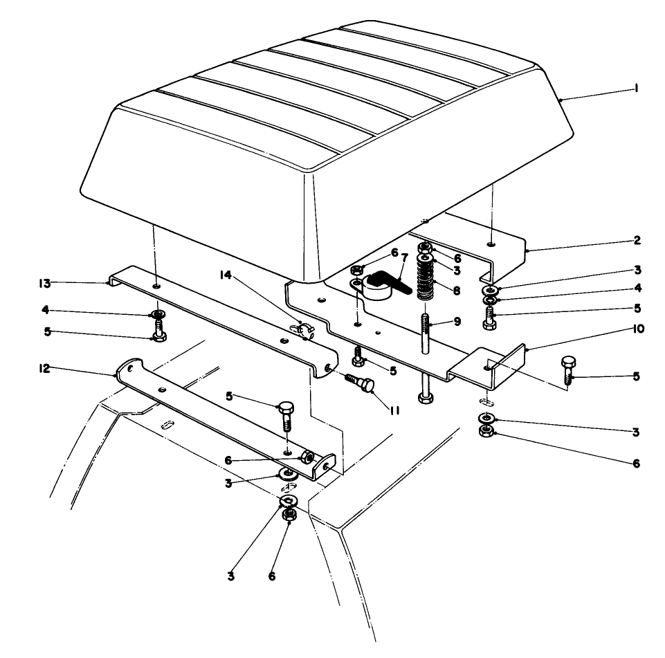 Seat Assembly Diagram and Parts List for 56006 0000001 - 0999999 Toro Lawn Tractor
