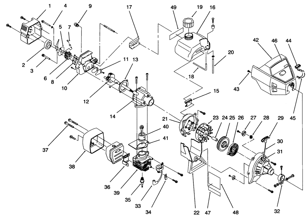 Engine Assembly Diagram and Parts List for 51903 69000001 - 69999999 Toro Trimmer