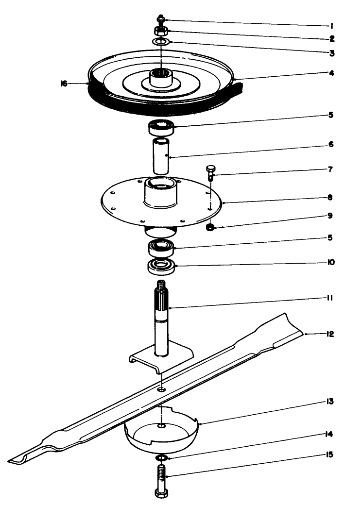 Drive Spindle Assembly Diagram and Parts List for 30133 8000001 - 8999999 Toro Lawn Mower