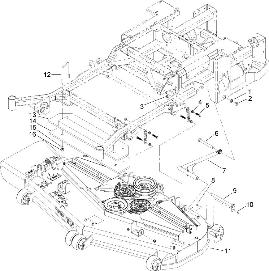 Deck Connection Assembly Diagram and Parts List for 74268TE (240000001-240999999)(2004) Toro Lawn Mower