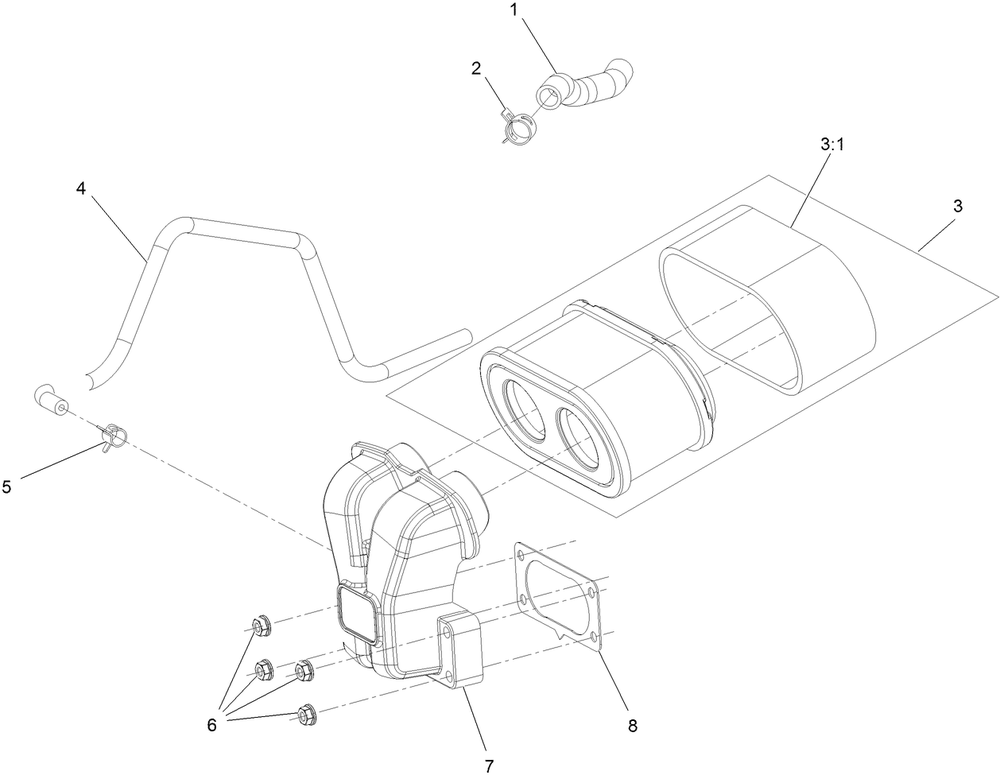 Air Intake And Filtration Assembly Diagram and Parts List for 74450 403350048-999999999 Toro Lawn Tractor