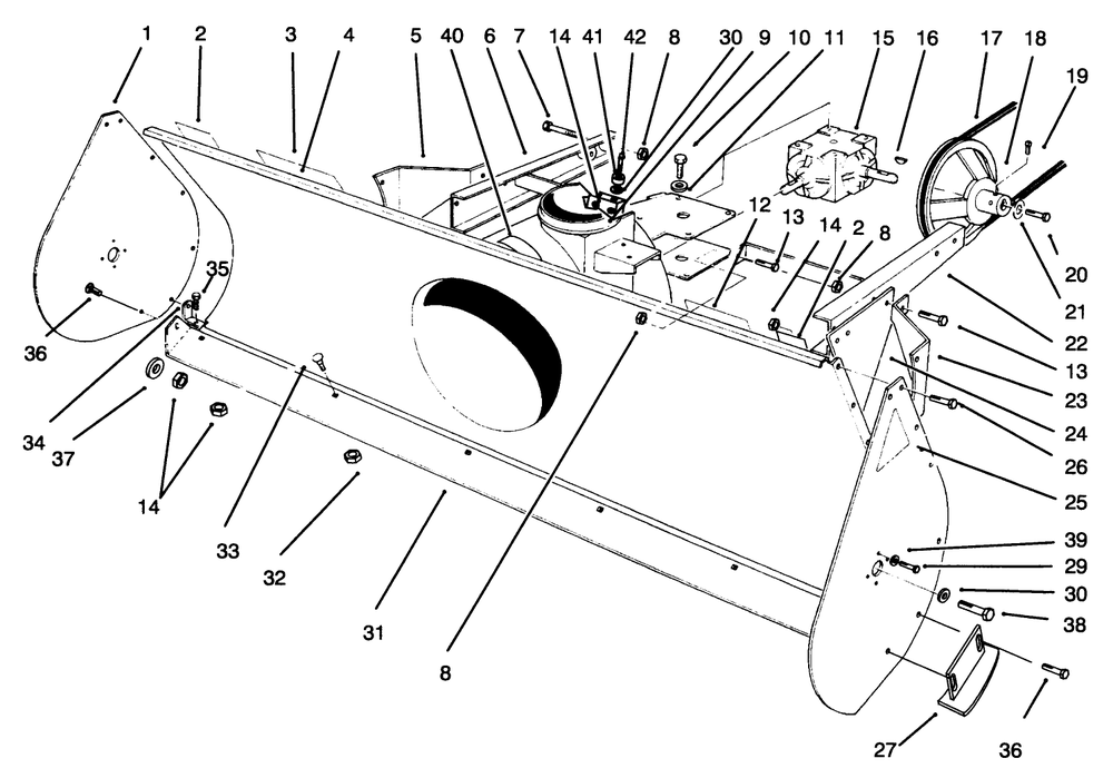 Housing Assembly Diagram and Parts List for 30761 490001 - 499999 Toro Snow Blower