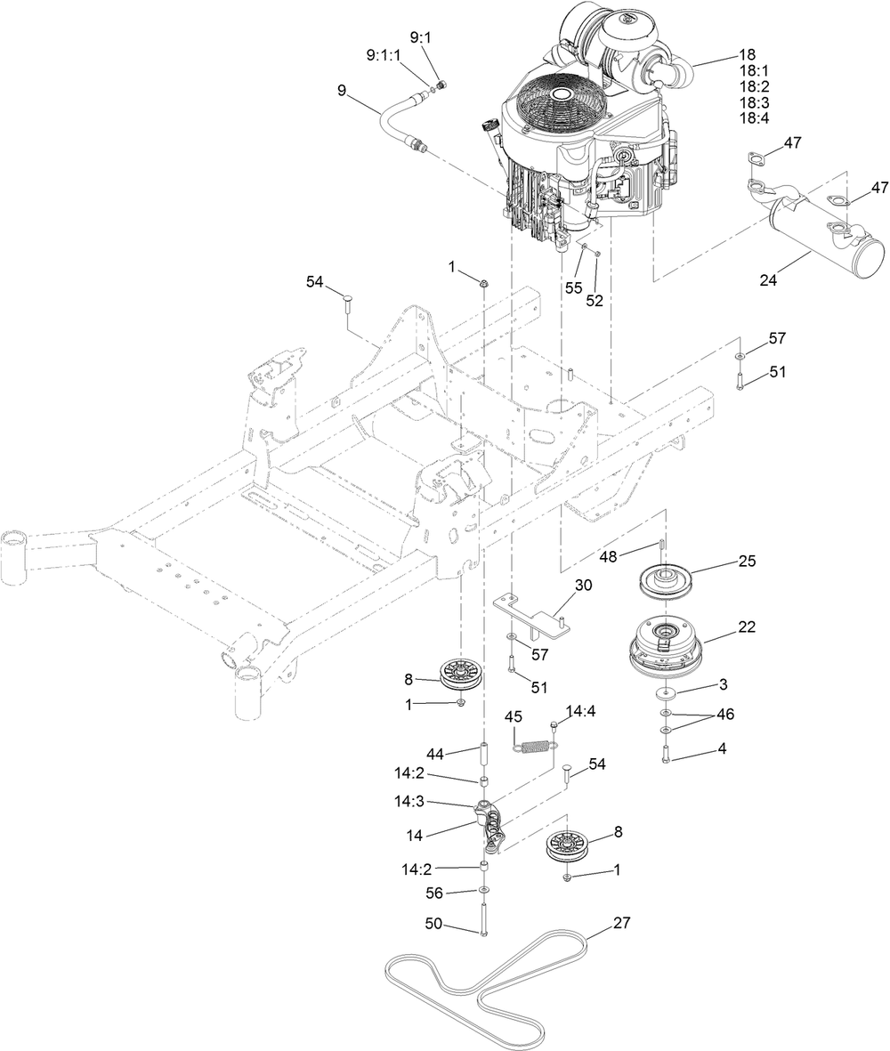 Engine Assembly Diagram and Parts List for 74470 400000000-402099999 Toro Lawn Tractor