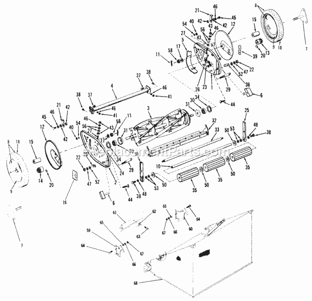 Lower Unit Diagram and Parts List for LL-217 1968 Toro Lawn Mower