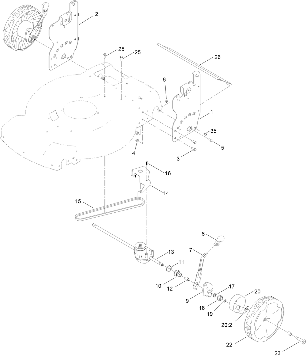 Rear Wheel And Height-Of-Cut Assembly Diagram and Parts List for 21772 410000000 - 411999880 Toro Lawn Mower