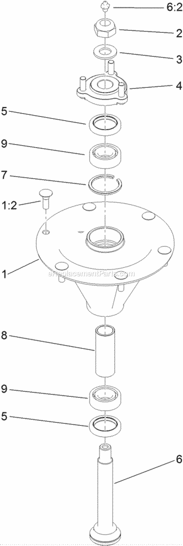 Spindle Assembly No. 119-8560 Diagram and Parts List for 74954 312000001-312999999 Toro Lawn Mower
