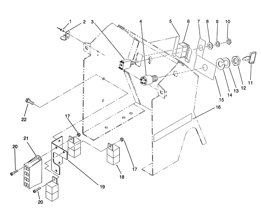 Dash Assembly Diagram and Parts List for 22-14O501 1000001 - 1999999 Toro Lawn Tractor