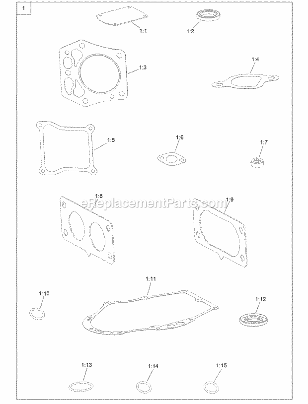 Gasket And Seal Kit Engine Assembly No. 127-9 Diagram and Parts List for 74797 315000001-315999999 Toro Lawn Mower