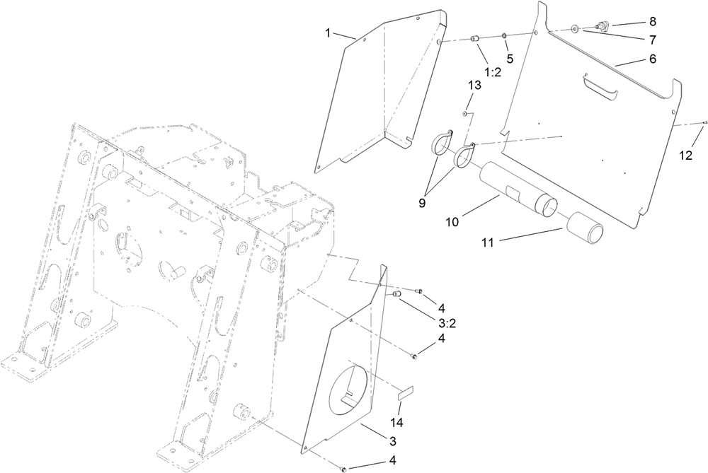 Rear Access Cover Assembly Diagram and Parts List for 22324 407960000 - 409359999 Toro Lawn Tractor Accessories