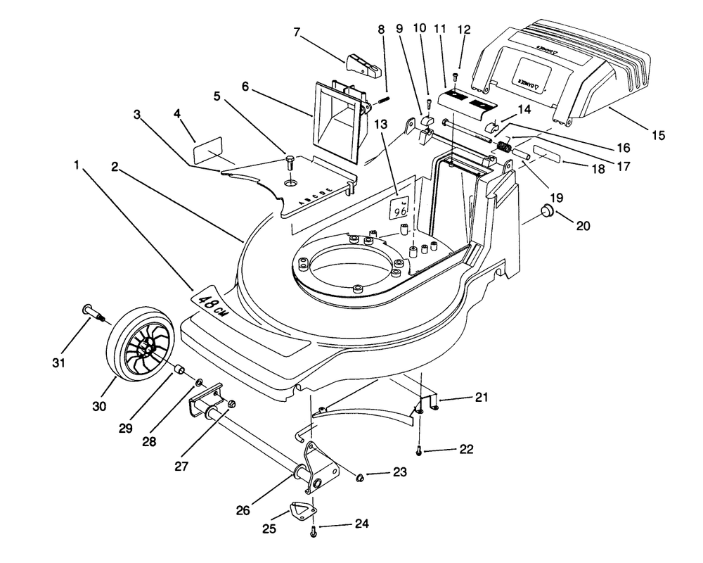 Housing Assembly (Model No. 20901b) Diagram and Parts List for 20906B 2000001 - 2999999 Toro Lawn Mower
