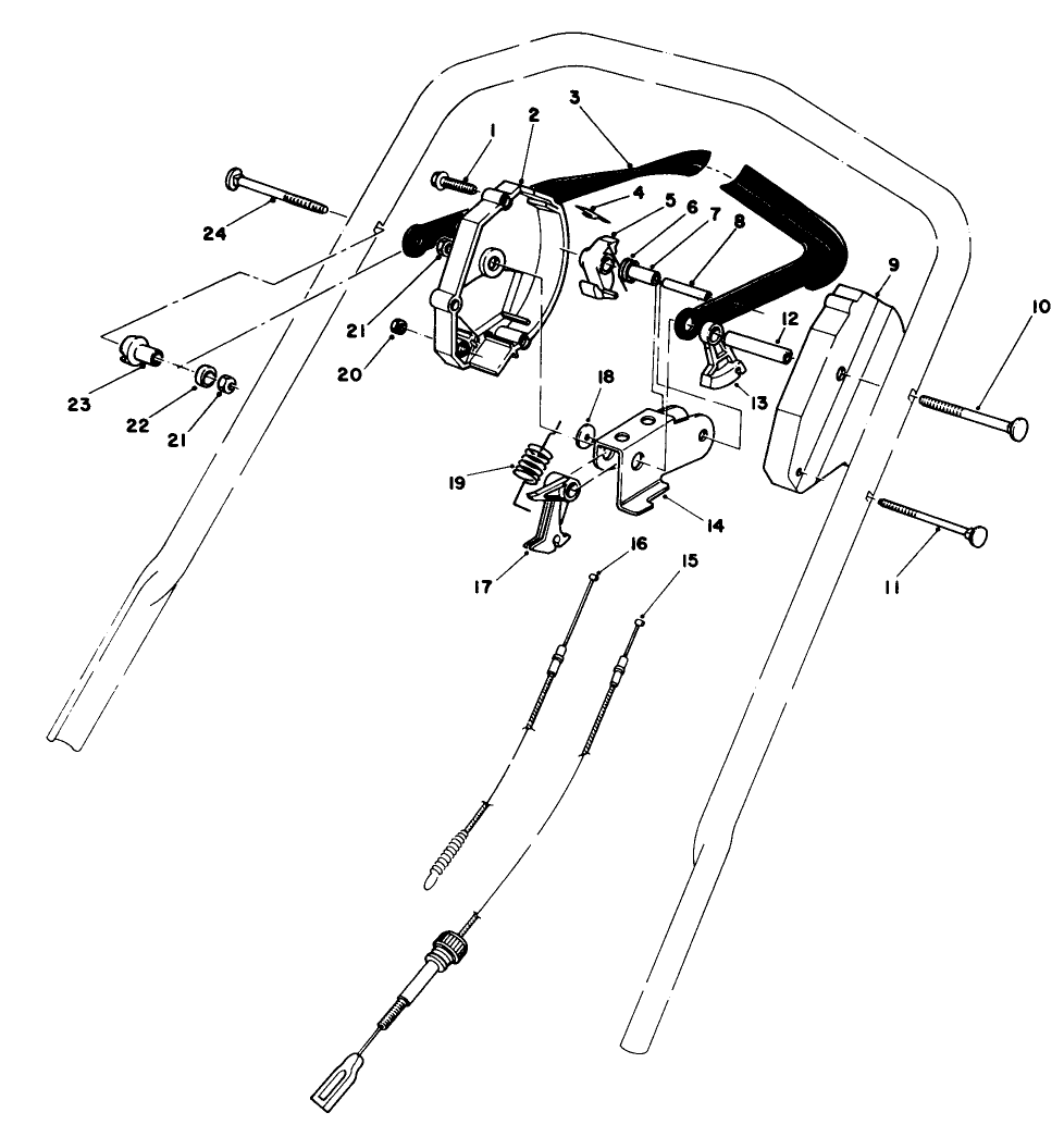 Traction Control Assembly Diagram and Parts List for 20672 4000001 - 4999999 Toro Lawn Mower