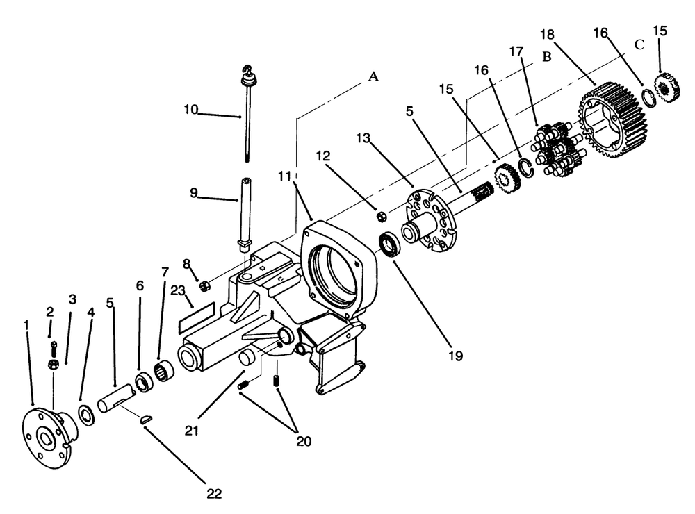 Transaxle Assembly Diagram and Parts List for 73501 59000001 - 59000411 Toro Lawn Tractor