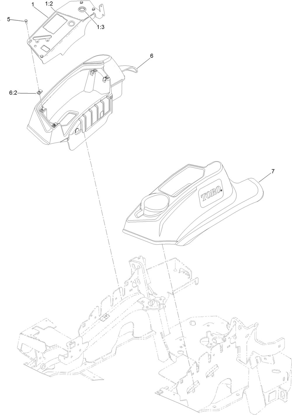 Console And Control Panel Assembly Diagram and Parts List for 74915 402100000-403004518 Toro Lawn Mower