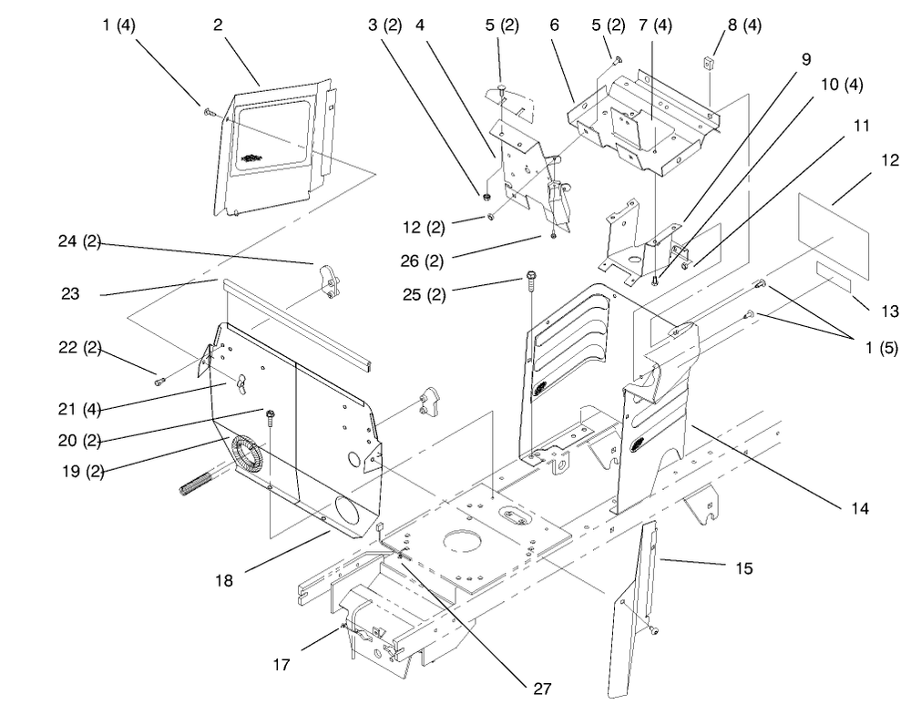 Hoodstand And Firewall Diagram and Parts List for 72045 7900001 - 7999999 Toro Lawn Tractor