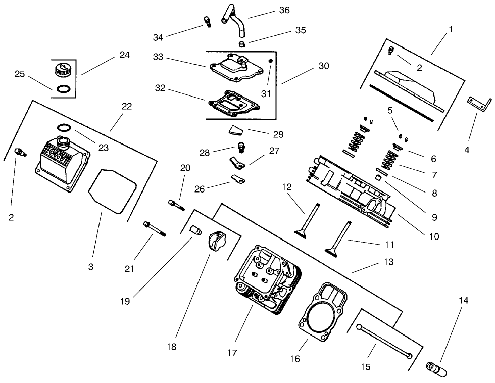 Group 4-Head/Valve/Breather Diagram and Parts List for 73560 8900001 - 8999999 Toro Lawn Tractor