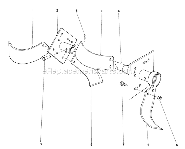 Slasher Tine Kit Diagram and Parts List for 58007 2000001-2999999 - 1982 Toro Tiller