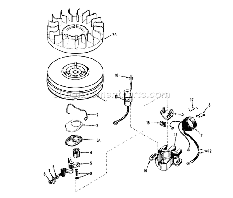 Magneto Diagram and Parts List for 58007 9000001-9999999 - 1979 Toro Tiller
