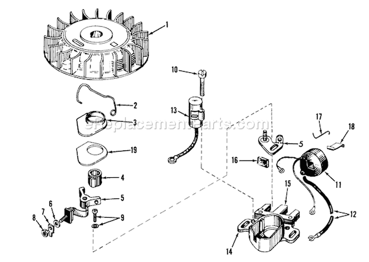 Magneto Diagram and Parts List for 58010 2000001-2999999 - 1972 Toro Tiller