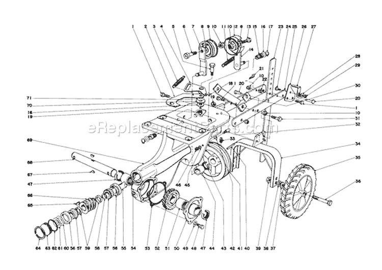Chassis Diagram and Parts List for 58015 5000001-5999999 - 1975 Toro Tiller