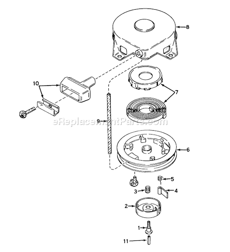 Rewind Starter Diagram and Parts List for 58015 5000001-5999999 - 1975 Toro Tiller
