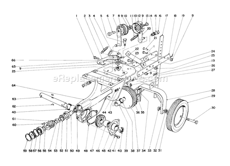 Chassis Diagram and Parts List for 58110 2000001-2999999 - 1972 Toro Tiller