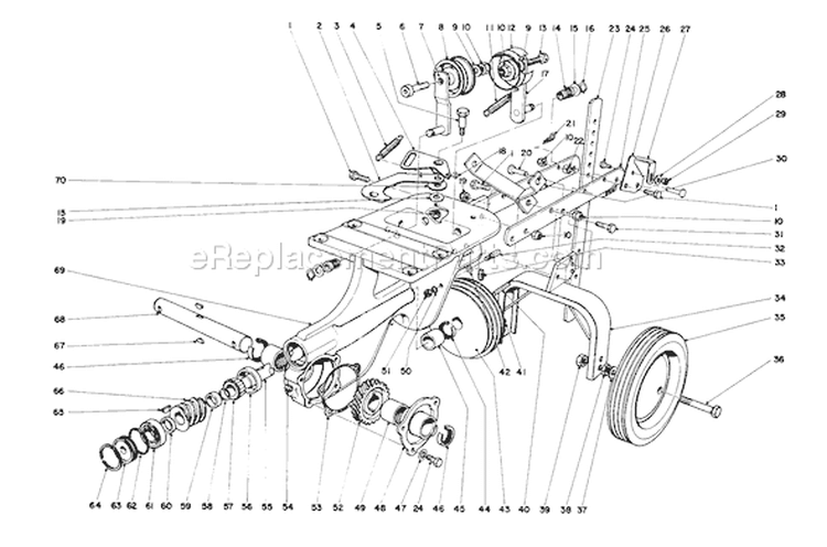 Chassis Diagram and Parts List for 58114 4000001-4999999 - 1974 Toro Tiller