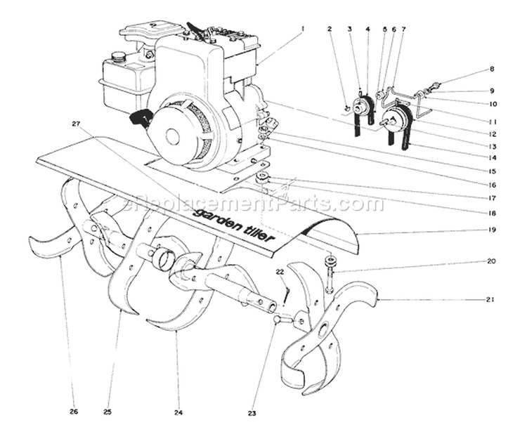 Page G Diagram and Parts List for 58114 5000001-5999999 - 1975 Toro Tiller