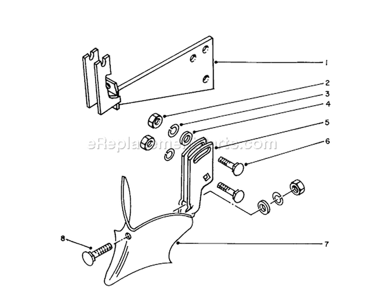 8" Furrow Opener Diagram and Parts List for 58150 3000001-3999999 - 1983 Toro Tiller