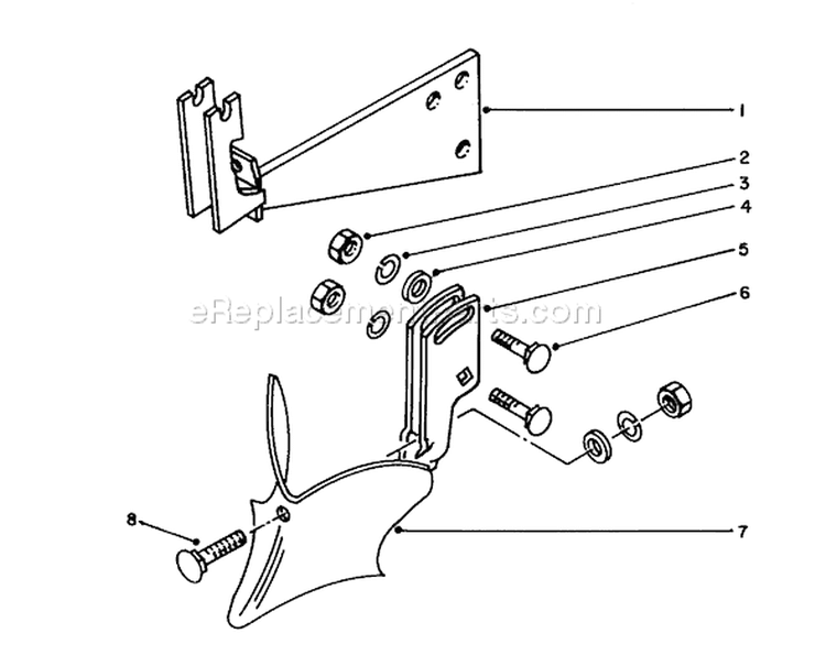 8" Furrow Opener Diagram and Parts List for 58170 3000001-3999999 - 1983 Toro Tiller