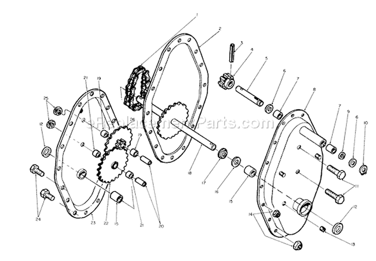 Chain Case Diagram and Parts List for 58170 3000001-3999999 - 1983 Toro Tiller