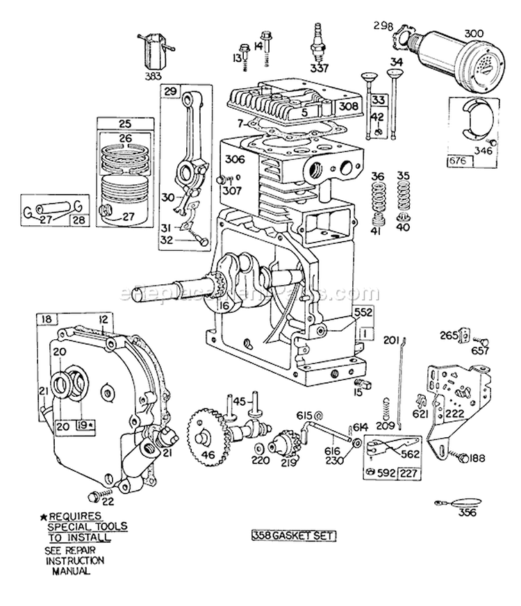 Engine Diagram and Parts List for 58170 3000001-3999999 - 1983 Toro Tiller