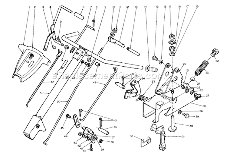 Handle Assembly Diagram and Parts List for 58170 3000001-3999999 - 1983 Toro Tiller