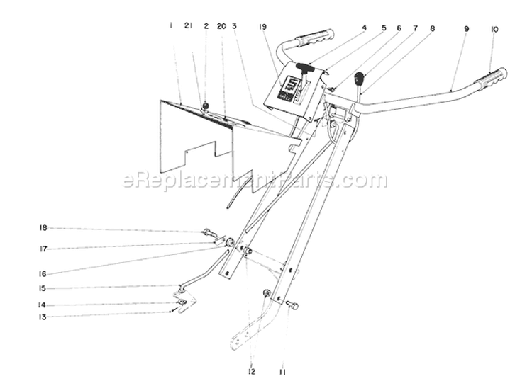 Handle Assembly Diagram and Parts List for 58200 9000001-9999999 - 1969 Toro Tiller