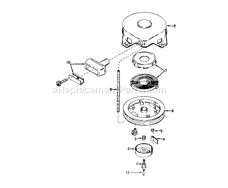 Rewind Starter Model No. 590420 Diagram and Parts List for 58200 9000001-9999999 - 1969 Toro Tiller