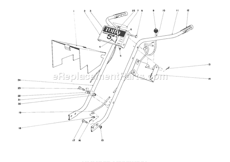 Handle Assembly Diagram and Parts List for 58215 3000001-3999999 - 1973 Toro Tiller