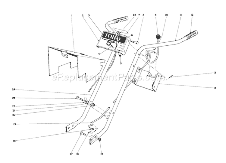 Handle Assembly Diagram and Parts List for 58231 4001270-4999999 - 1974 Toro Tiller