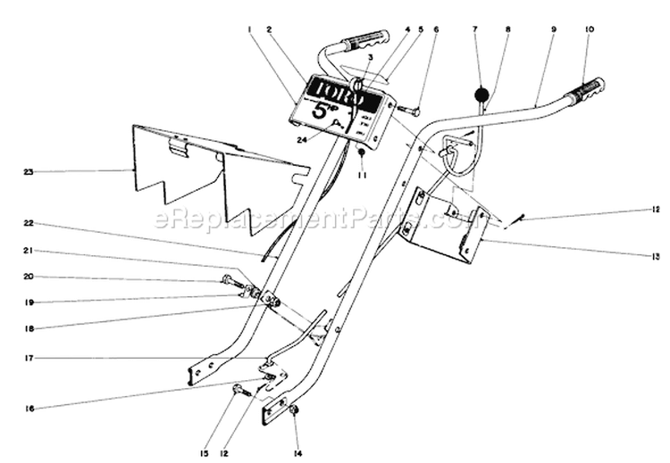 Handle Assembly Diagram and Parts List for 58235 5000001-5999999 - 1975 Toro Tiller